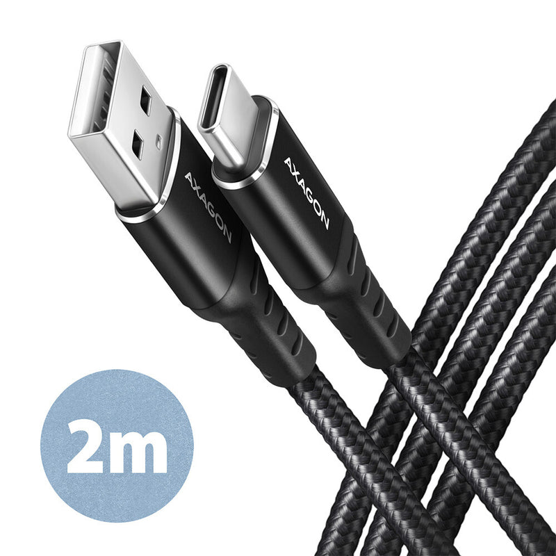 Axagon BUCM-AM20AB USB-kabel USB 2.0 2 m USB A USB C 0,48 Gbit/sek. Sort
