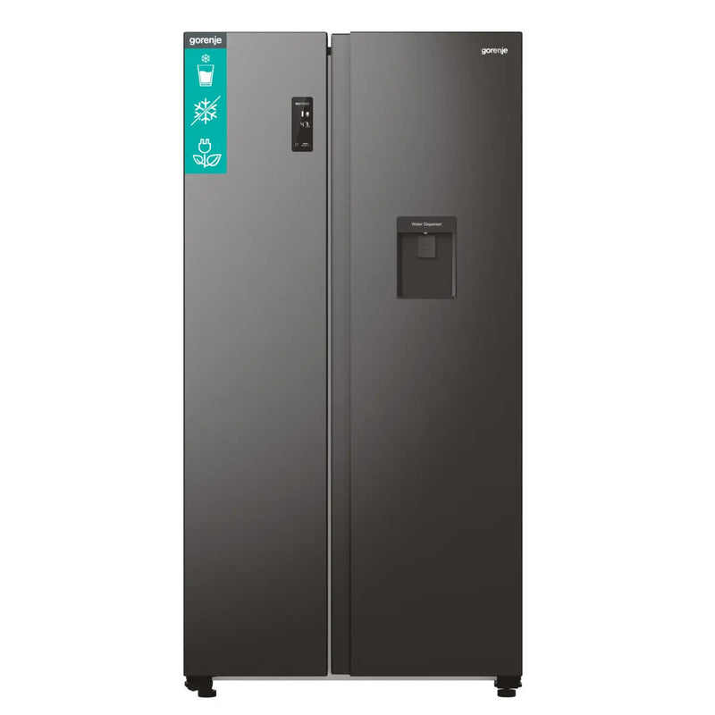 Gorenje NRR9185EABXLWD side-by-side køle-fryseskab Fritstående 547 L Sort, Rustfrit stål
