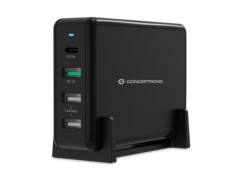 Conceptronic OZUL01B oplader til mobil enhed Universel Sort Vekselstrøm Hurtig opladning Indendørs