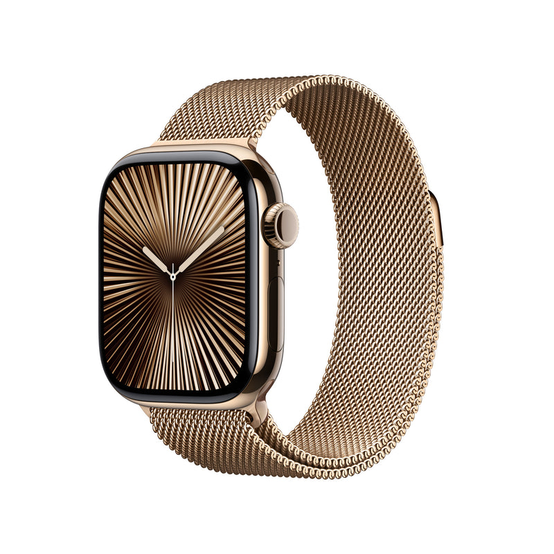 Apple Watch Series 10 OLED 42 mm Digital 374 x 446 pixel Berøringsskærm 4G Guld Wi-Fi GPS (satellit)