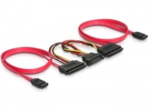 DeLOCK SATA All-in-One cable for 2x HDD SATA-kabel 0,5 m Rød