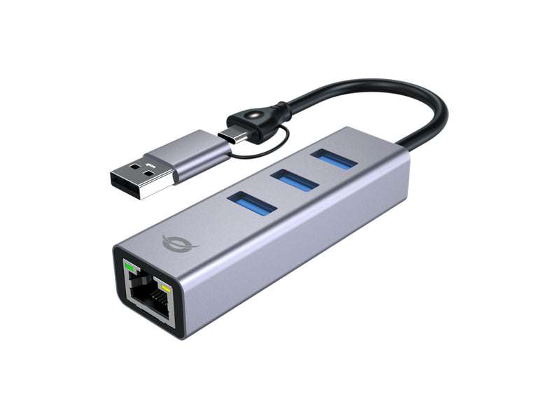 Conceptronic ABBY25G dockingstation Ledningsført USB 3.2 Gen 1 (3.1 Gen 1) Type-A + Type-C Grå