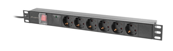 Lanberg PDU-06F-0200-BK strømforsyningsenhed (PDU) 6 AC stikkontakt(er) 1U Sort