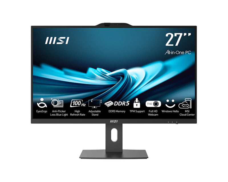 MSI Pro AP272P 14M-496EU Intel® Core™ i5 i5-14400 68,6 cm (27") 1920 x 1080 pixel All-in-One PC 16 GB DDR5-SDRAM 512 GB SSD Windows 11 Pro Wi-Fi 6E (802.11ax) Sort