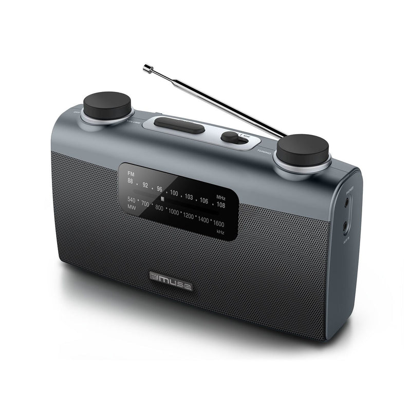 Muse M-058 R Bærbar Analog Sort, Grå