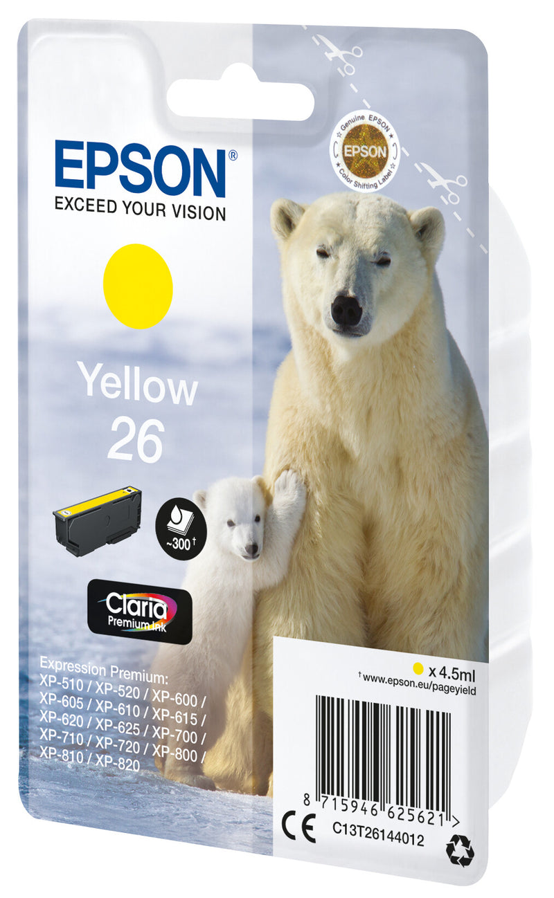 Epson Polar bear C13T26144012 blækpatron 1 stk Original Standard udbytte Gul