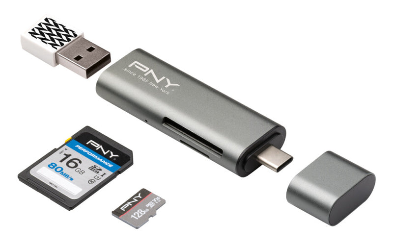 PNY R-TC-UA-3N1E01-RB kortlæser USB 3.2 Gen 1 (3.1 Gen 1) Type-C Metallic