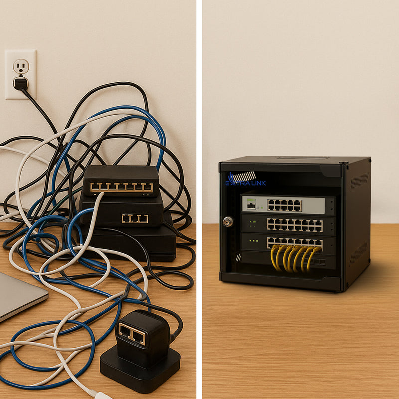 Extralink LITE 4U 10 280X310 WALL-MOUNTED RACKMOUNT CABINET BLACK Fritstående/væg-/gulvmonteret stativ Sort