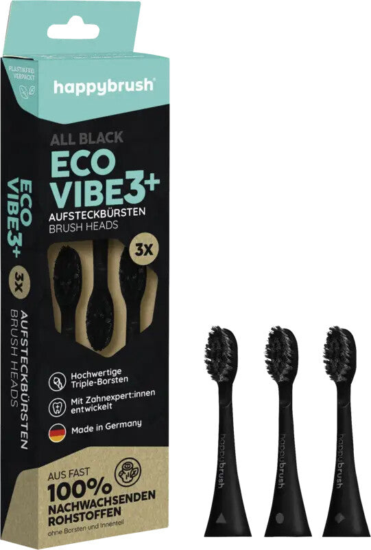 happybrush ECO VIBE 3+ 3 stk Sort