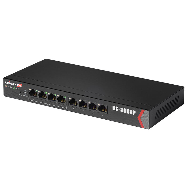 Edimax GS-3008P netværksswitch Administreret Gigabit Ethernet (10/100/1000) Strøm over Ethernet (PoE) Sort