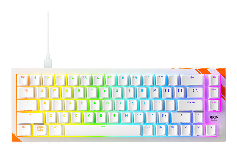 CHERRY K5 PRO TMR COMPACT tastatur Spil USB QWERTY US engelsk Orange, Hvid