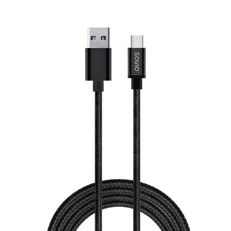Savio CL-129 USB-kabel USB 2.0 2 m USB A USB C Sort