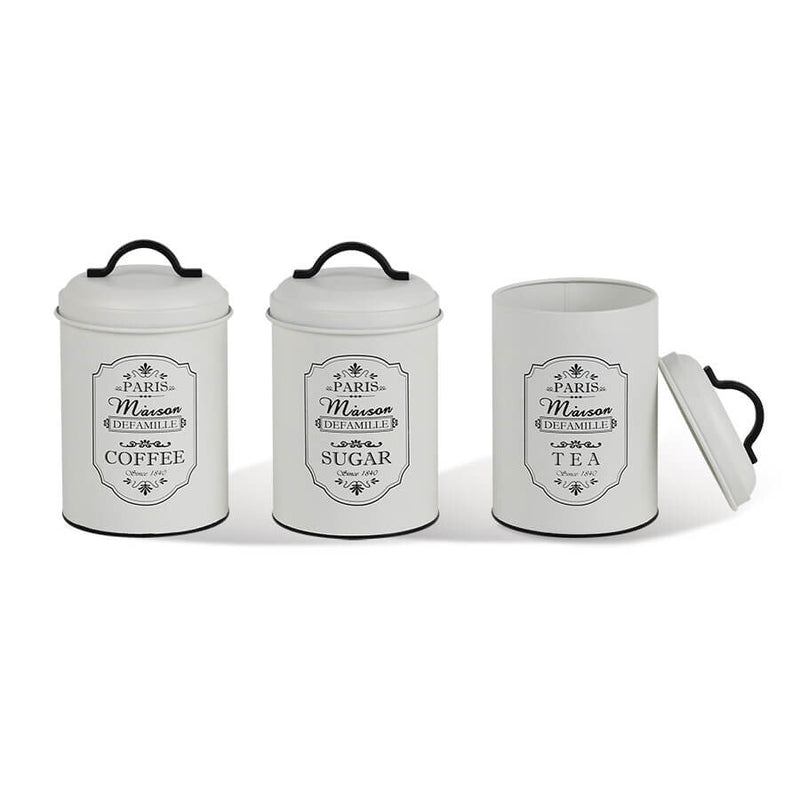 Maestro MR-1771-3CS køkken opbevaringsbeholder Te+Kaffe+Sukker beholdersæt Metal