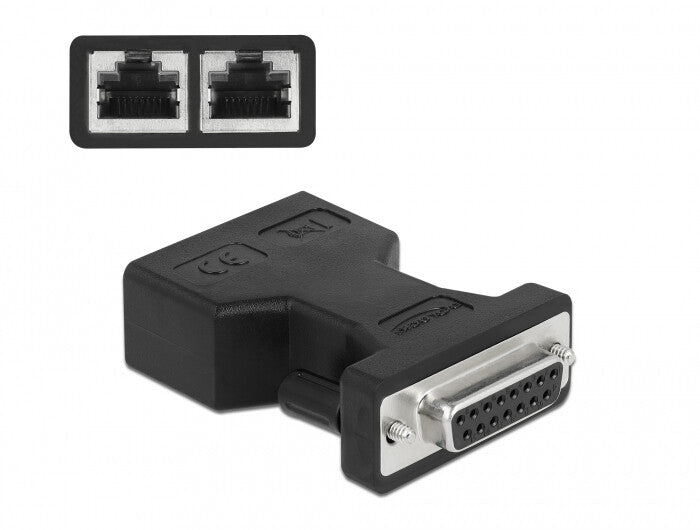 DeLOCK 66806 kabel kønsskifter D-Sub 2 x RJ-45 Sort