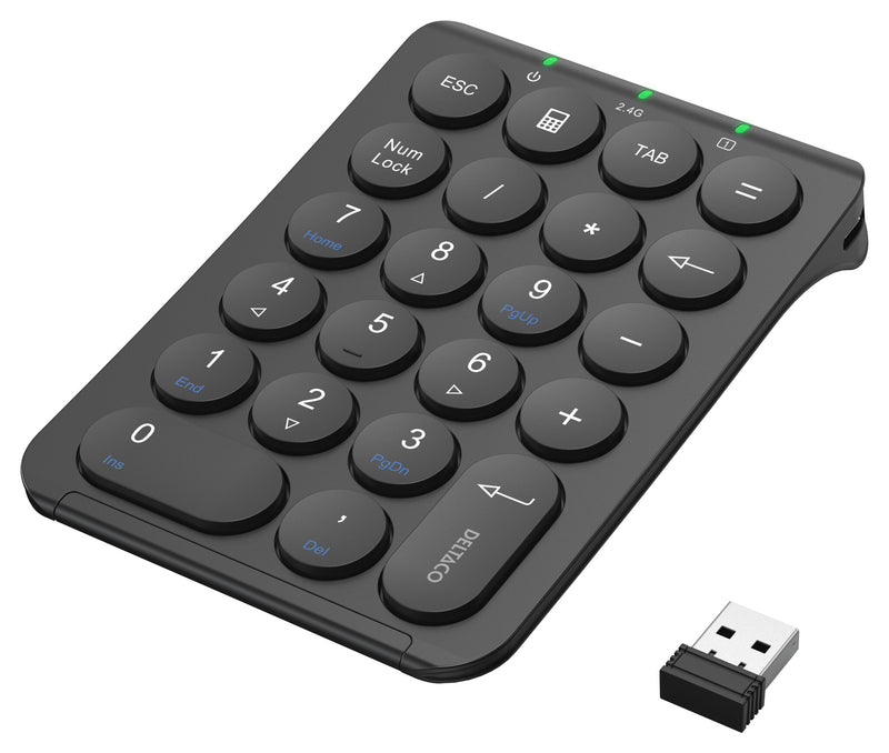 Deltaco TB-125 numerisk tastatur Laptop/PC RF trådløst Sort