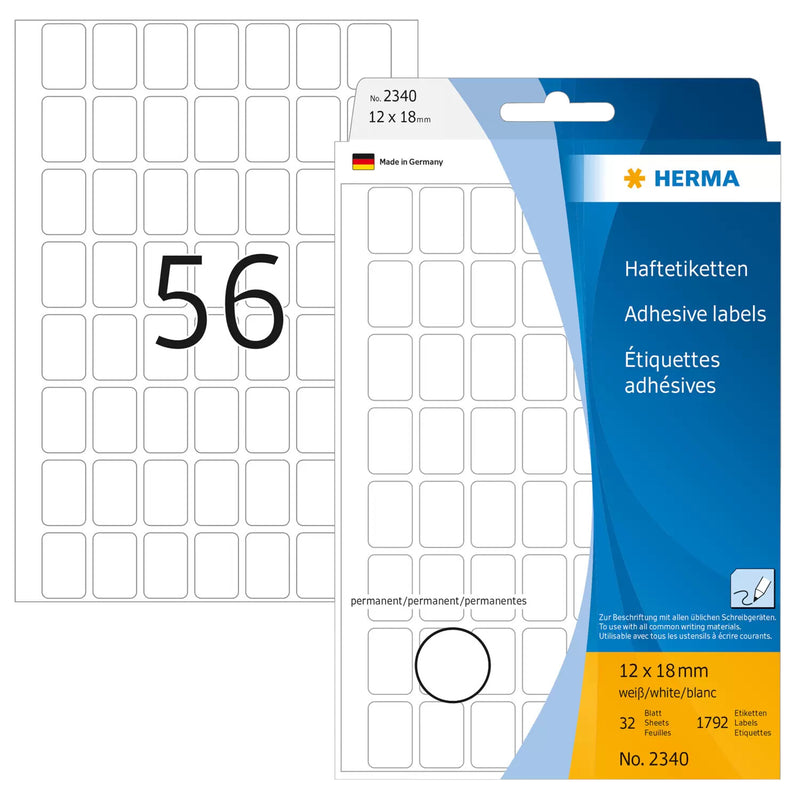 HERMA 2340 selvklæbende etiket Afrundet rektangel Hvid 1792 stk
