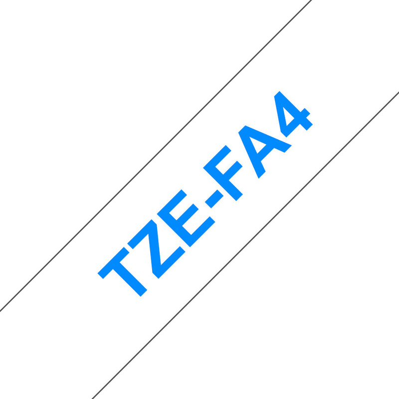 Brother TZE-FA4 etiketbånd Blå på hvid