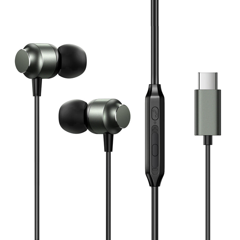 JOYROOM JR-EC06 USB Type C Grey - Wired Headphones Hovedtelefoner Ledningsført I ørerne Opkald/musik USB Type-C Grå