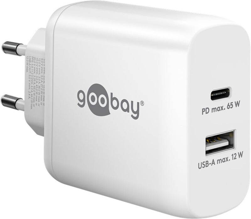 Goobay 65410 oplader til mobil enhed Hovedtelefoner, Laptop, SmartWatch Hvid Vekselstrøm Indendørs