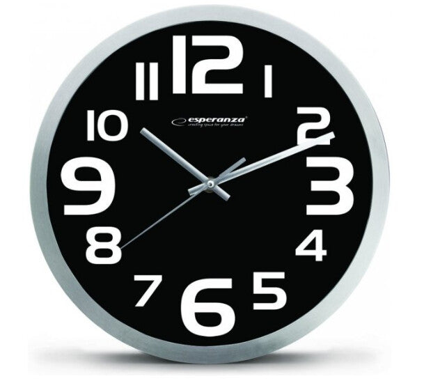 Esperanza EHC013K Wall Clock - Zurich - Black Kvartsur Oval Sort, Hvid