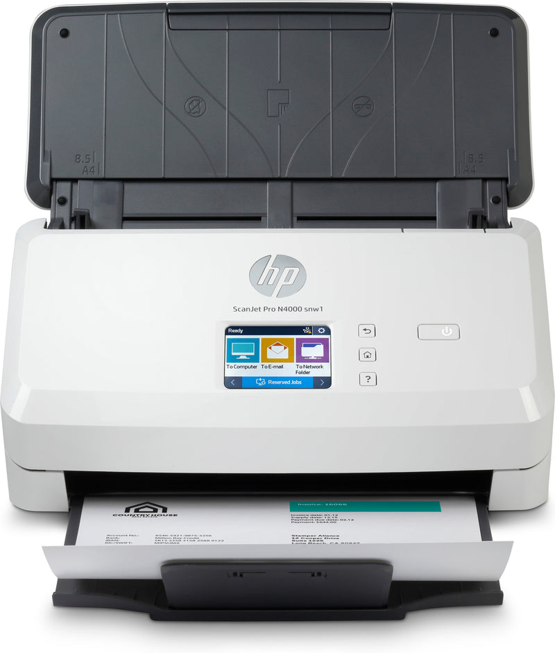 HP Scanjet Pro N4000 snw1 Sheet-feed Scanner Skanner med papir-tilførsel 600 x 600 dpi A4 Sort, Hvid