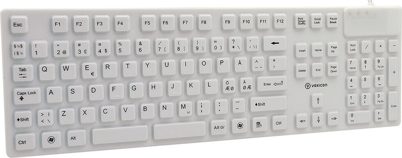 Voxicon DK-S60W-W tastatur Industriel USB QWERTY Nordisk Hvid