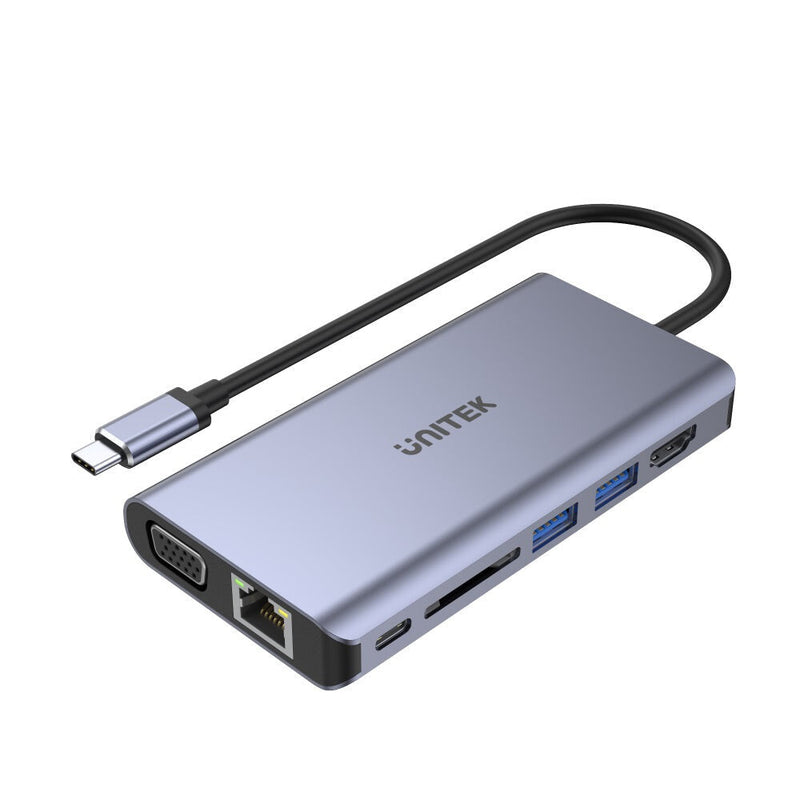UNITEK uHUB O8+ Ledningsført USB 3.2 Gen 1 (3.1 Gen 1) Type-C Grå