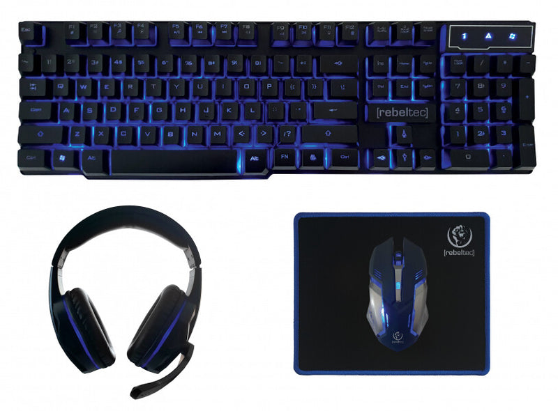Rebeltec SHERMAN tastatur Mus inkluderet Spil USB QWERTY Engelsk Sort