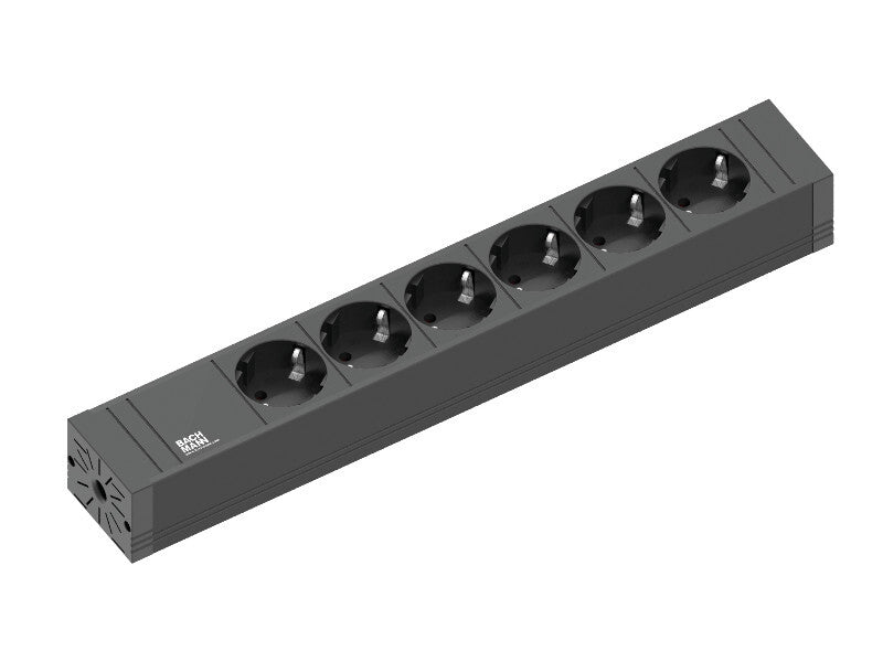 Bachmann 420.0018 stikdåse 2 m 6 AC stikkontakt(er) Indendørs Sort