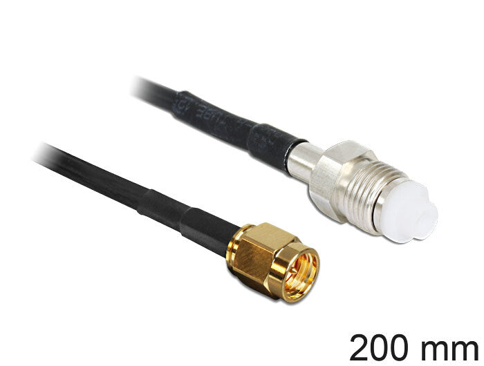 DeLOCK 88596 koaxial kabel RG-174 0,2 m SMA FME Sort