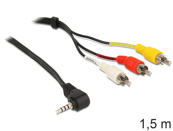 DeLOCK 84504 videokabel adapter 1,5 m 3.5mm 3 x RCA Sort