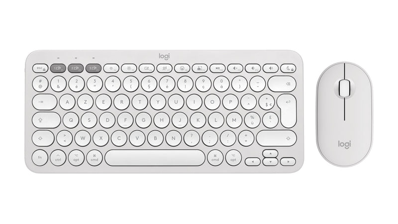 Logitech 920-012240 tastatur Mus inkluderet Universel RF trådløs + Bluetooth QWERTY US International Hvid