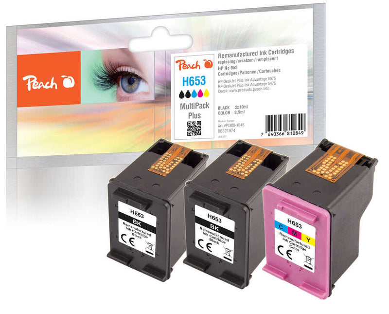 Peach PI300-1046 blækpatron 3 stk Kompatibel Standard udbytte Sort, Blå, Magenta, Gul