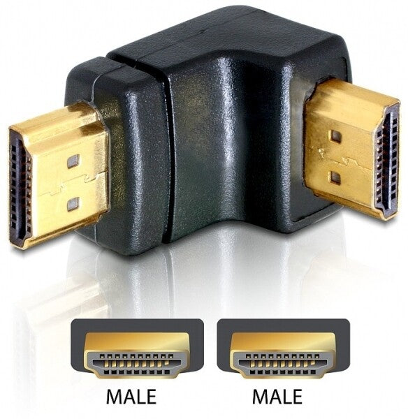 DeLOCK Adapter HDMI male > HDMI male 90° down HDMI 1.3 Sort