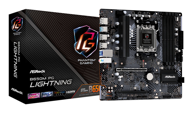 Asrock B650M PG Lightning AMD B650 Sokkel AM5 micro ATX