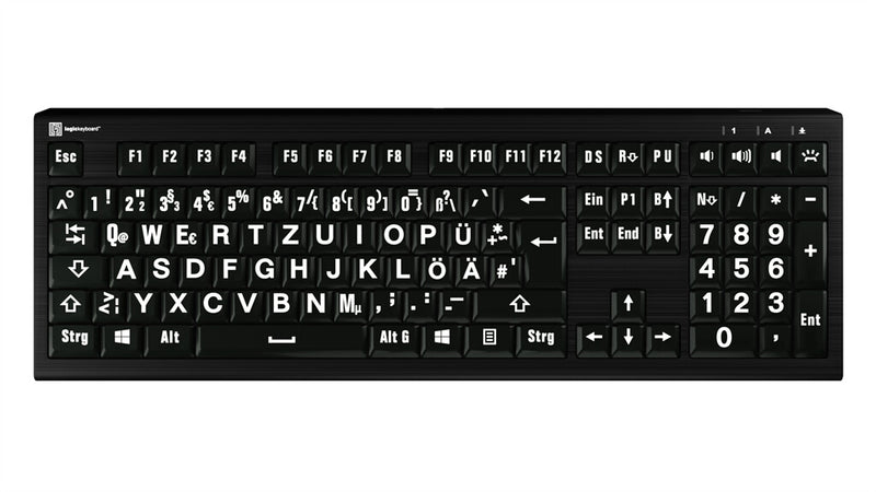 Logickeyboard LKB-LPWB-A2PC-DE tastatur Universel USB QWERTZ Tysk Sort