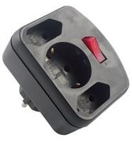 REV combi adapter, 2+1 fold strømadapter og vekselret 3500 W Sort