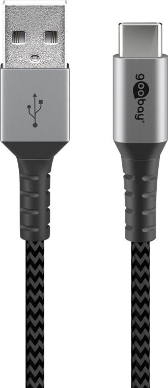 Goobay 49296 USB-kabel USB 2.0 1 m USB C USB A 0,48 Gbit/sek. Sort, Grå