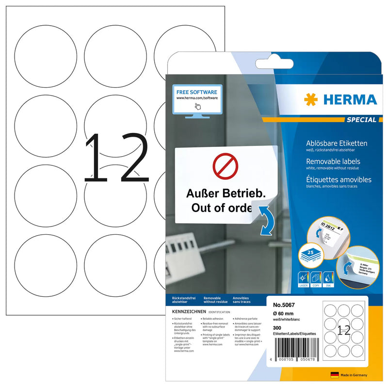 HERMA 5067 print etiket Hvid Selvklæbende printeretiket