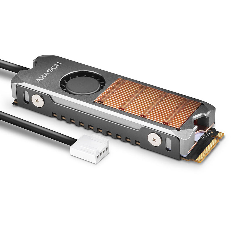 Axagon CLR-M2FAN Computerkølesystem Solid-state drev, M.2 NVMe SSD Køleplade/køler 2 cm Grå 1 stk