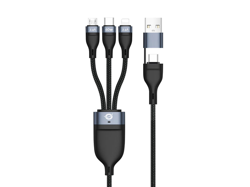 Conceptronic ETTA05B15 USB-kabel USB 2.0 1,5 m USB C USB C/Micro-USB B/Lightning 0,48 Gbit/sek. 60 W Sort