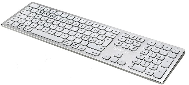Voxicon DK-295B-WHT tastatur Universel Bluetooth QWERTY Nordisk Hvid, Sølv