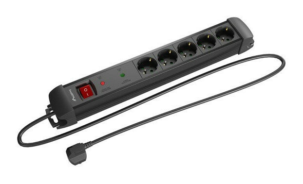 Lanberg SP1-05F-0150-BK stikdåse 1,5 m 5 AC stikkontakt(er) Indendørs Sort