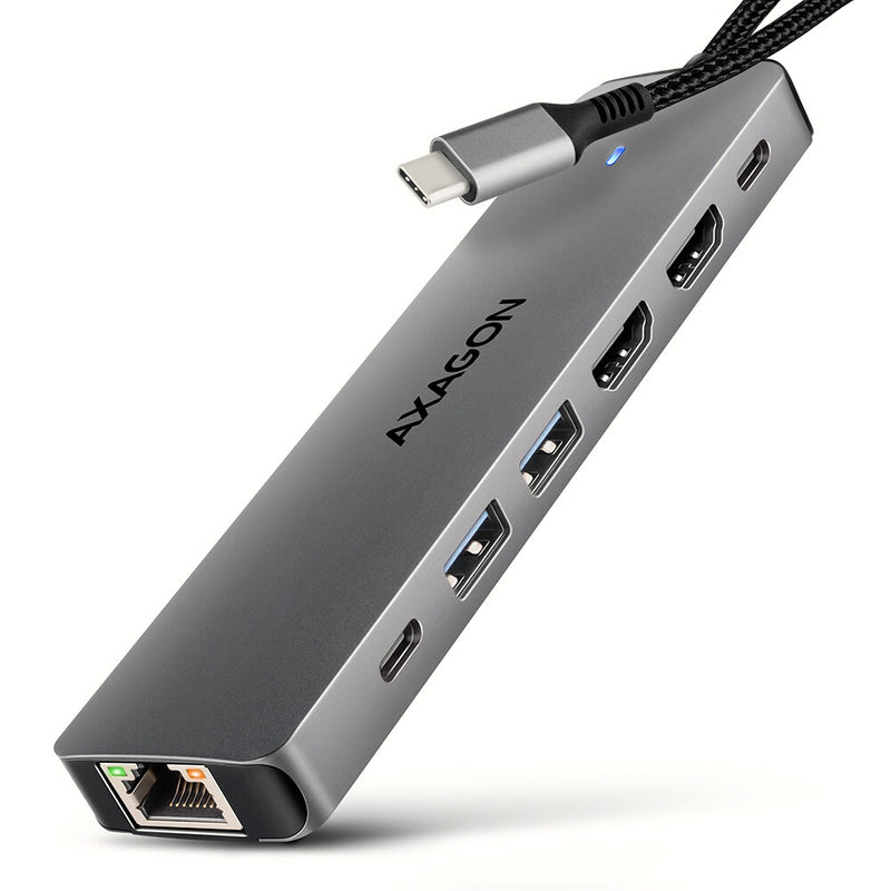 Axagon HMC-7HX2 dockingstation Ledningsført USB 3.2 Gen 1 (3.1 Gen 1) Type-C Grå