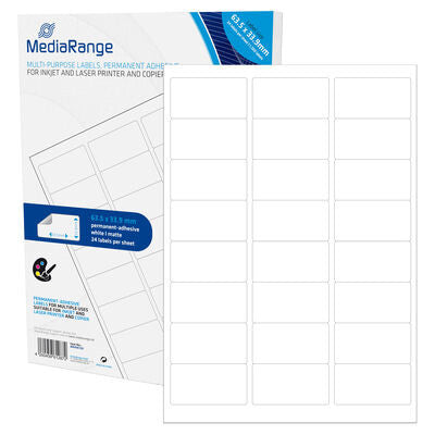 MediaRange MRINK150 selvklæbende etiket Permanent Hvid 1200 stk