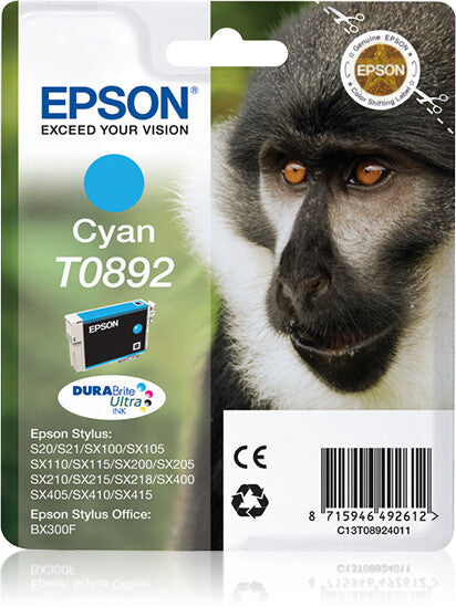 Epson Monkey T0892 abe DURABrite Ultra enkeltpakke cyan blæk