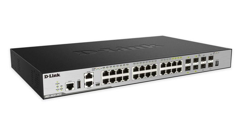 D-Link DGS-3630-28TC netværksswitch Administreret L3 Gigabit Ethernet (10/100/1000) 1U Sort