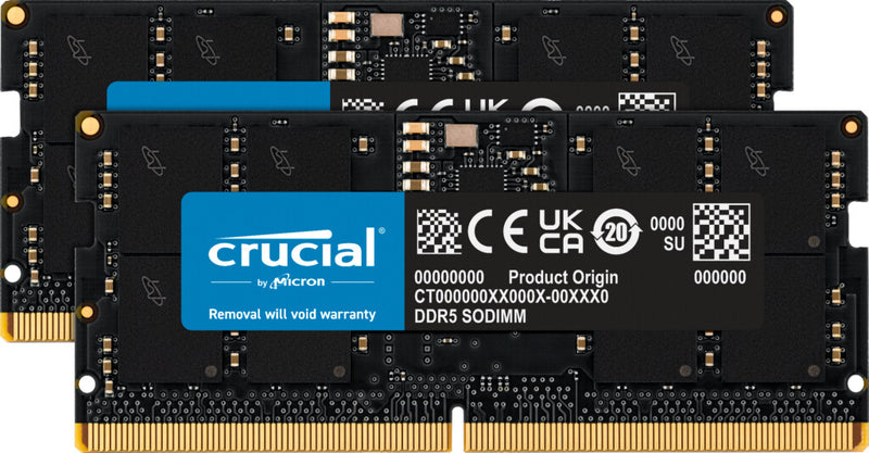 Crucial CT2K16G56C46S5 hukommelsesmodul 32 GB 2 x 16 GB DDR5 262-pin SO-DIMM Fejlkorrigerende kode