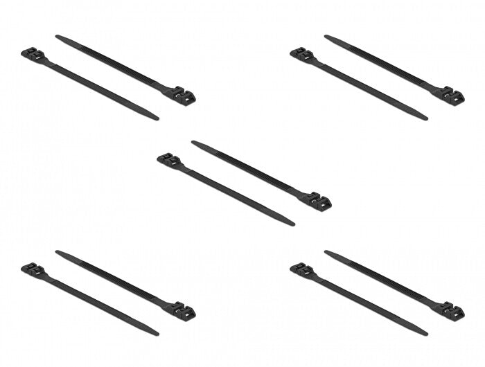 DeLOCK 18891 kabelsamler Udløselig kabelbinder Nylon Sort 10 stk