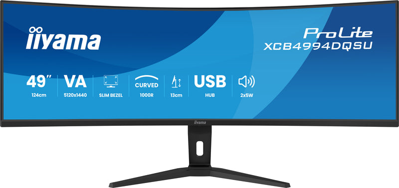 iiyama ProLite XCB4994DQSU-B1 computerskærm 124,5 cm (49") 5120 x 1440 pixel Dual QHD LCD Sort